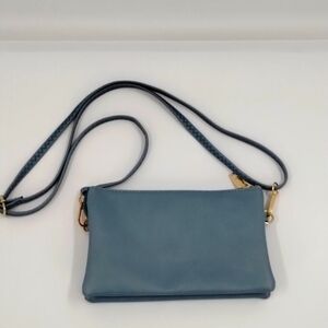 Jen & Co crossbody purse bag blue gold hardware multi pockets adjustable